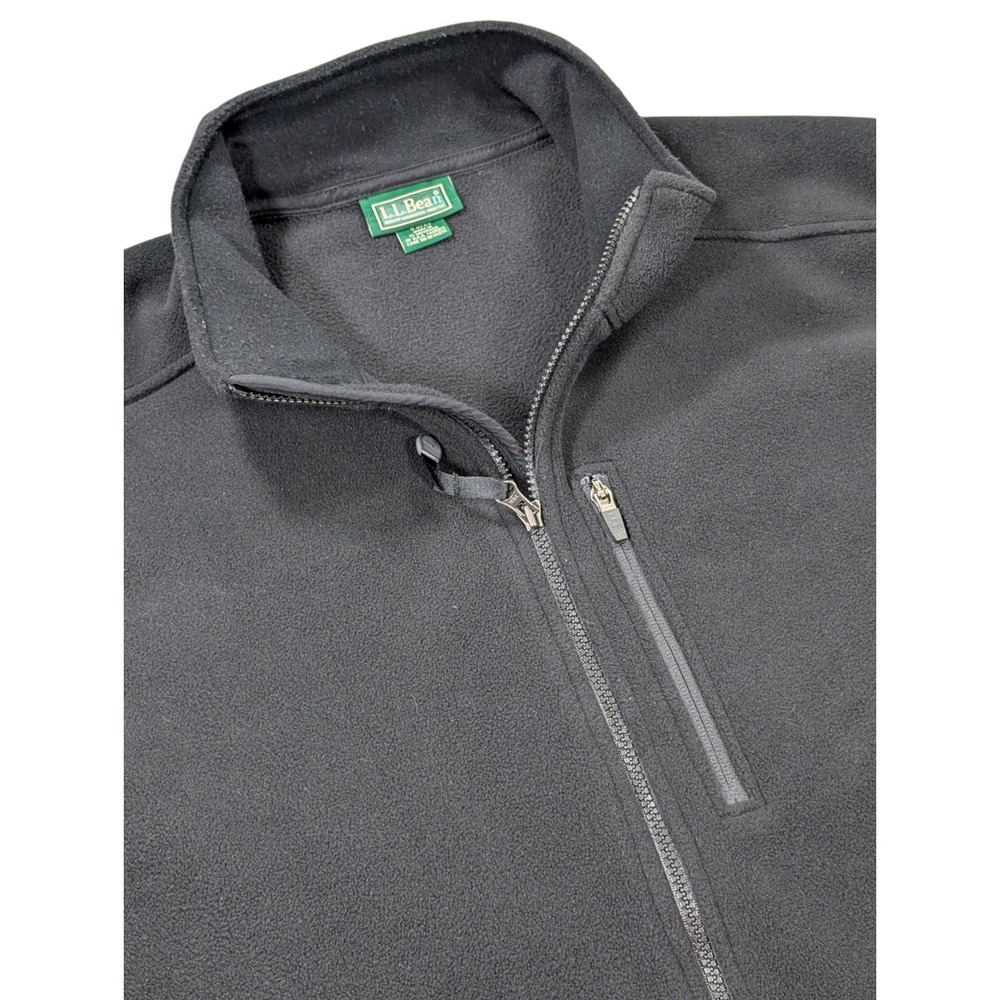 L.L. Bean Fleece Vest Mens XXL Tall Black Polartec Full Zip Sleeveless Pockets